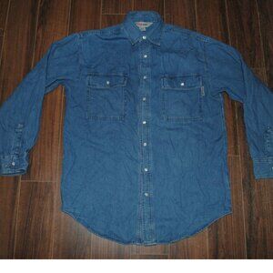 Work King Pearl Snap Up Long Sleeve Cotton Denim Shirt Medium Chest 44"